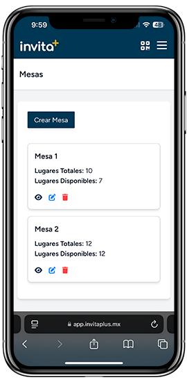 Asignación de mesas para el evento